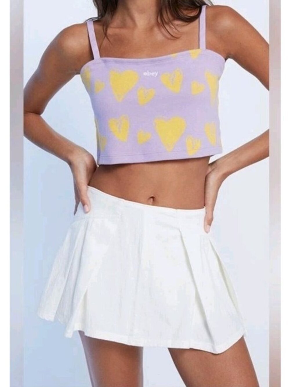 Free People Skort Academia Pleated Preppy Casual School Summer Size 10 Cream